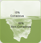 15% conscious/85% non-conscious